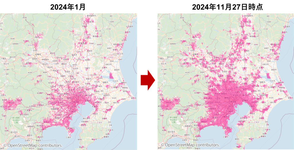 関東地方での楽天回線5G(Sub6)エリア拡大